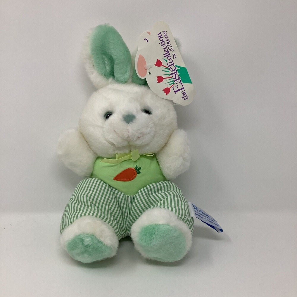 Vintage JCPenney Easter Bunny Rabbit Green Clothing Plush Stuffed Animal 1994